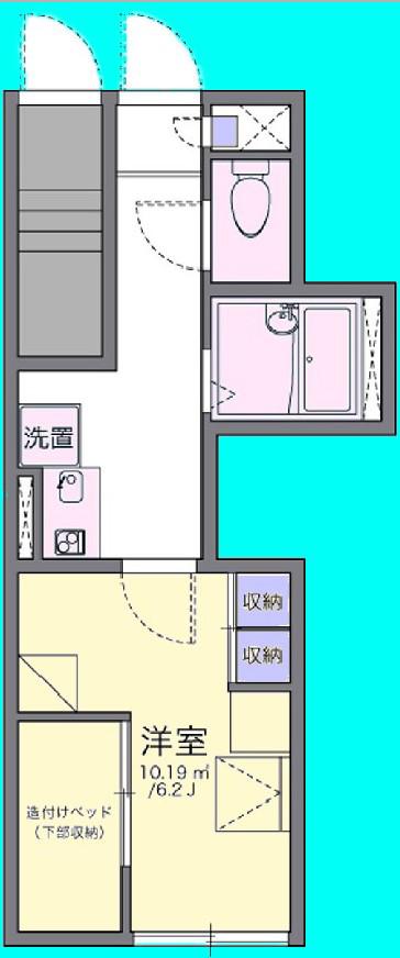 雷塚II(1K/1階)の間取り写真