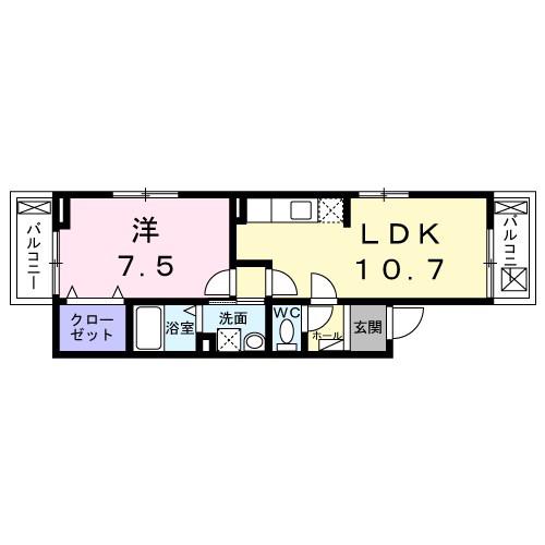 コモドカーサ(1LDK/3階)の間取り写真