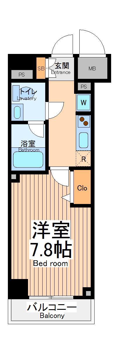 プラウドフラット鶴見Ⅰ(1K/7階)の間取り写真