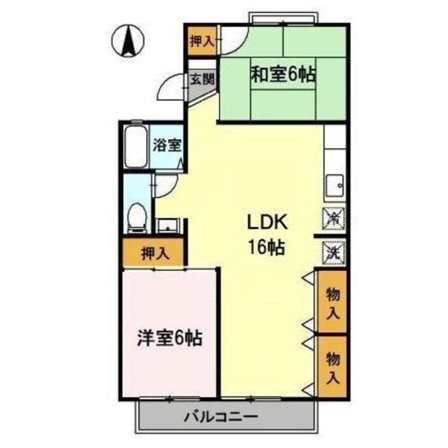 サンセーヌI(2LDK/2階)の間取り写真