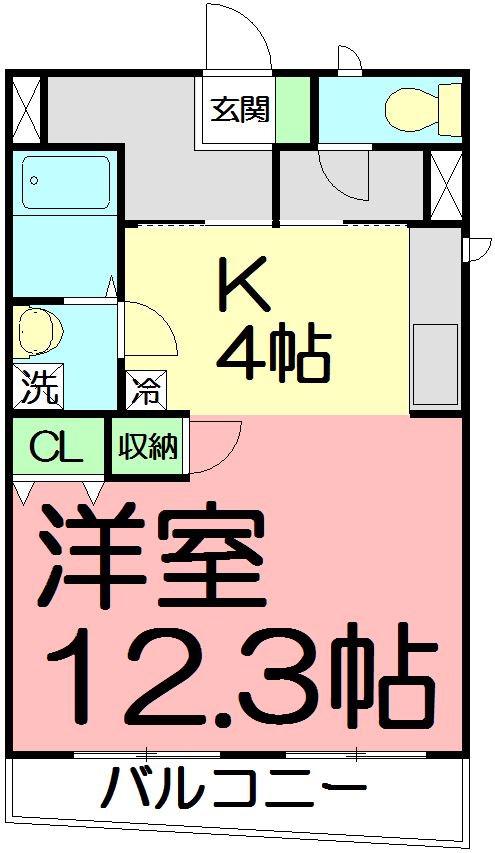 Kスクエア(ワンルーム/3階)の間取り写真
