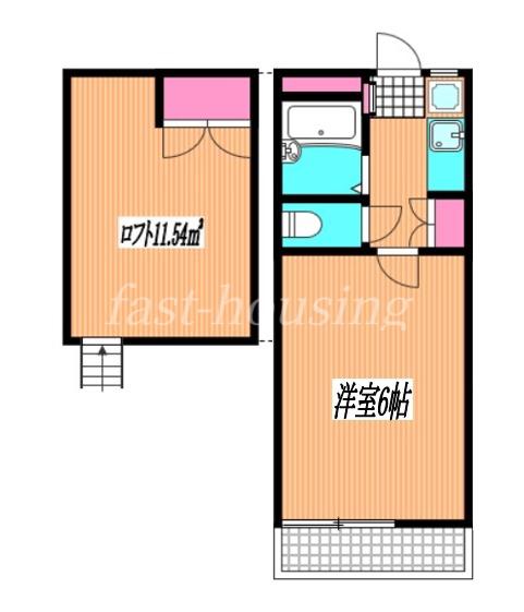 リバーコート(1K/2階)の間取り写真