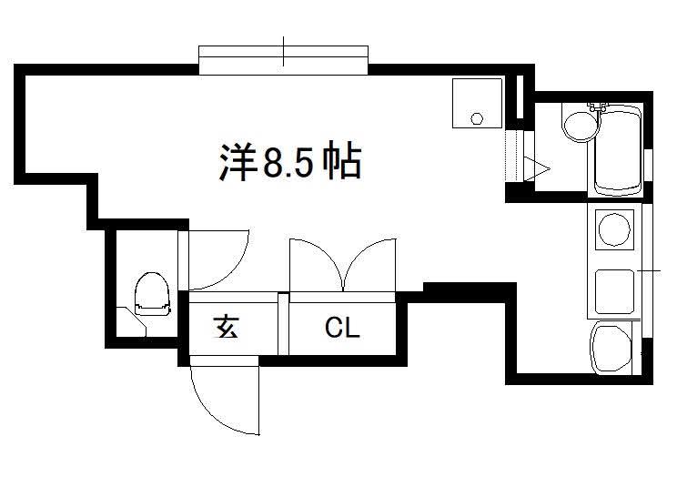 ヴィラ興戸(ワンルーム/1階)の間取り写真