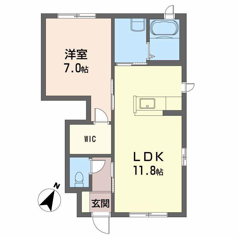 シャーメゾンルミエール川内(1LDK/1階)の間取り写真