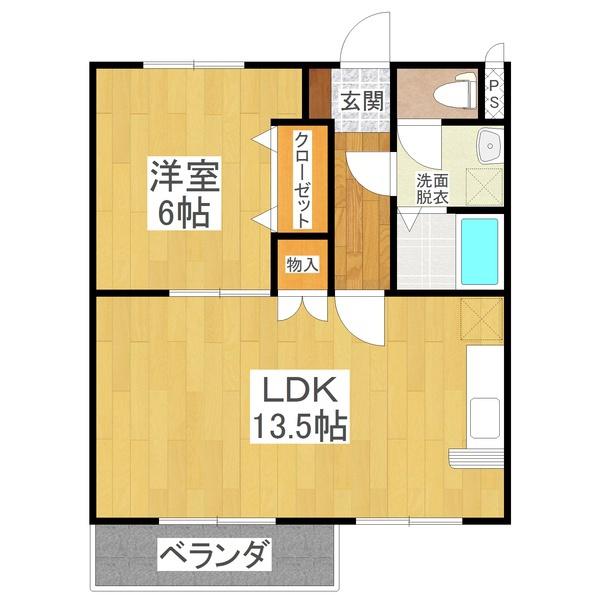 ペティーナB棟(1LDK/2階)の間取り写真