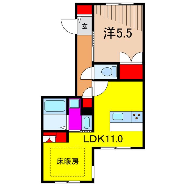 足立区中川3丁目メゾン(1LDK/1階)の間取り写真