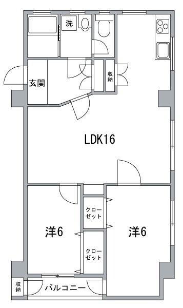 須磨マンション(2LDK/8階)の間取り写真