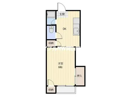 コーポリバーサイド(1DK/1階)の間取り写真