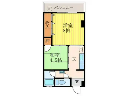 梅津マンション1番館(2K/2階)の間取り写真