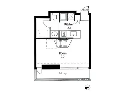 ヴィラロンド(ワンルーム/1階)の間取り写真