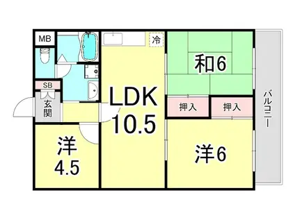 シティハイツ七松(3LDK/1階)の間取り写真