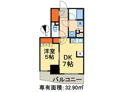 パークアクシス上野松が谷(1DK/6階)の間取り写真