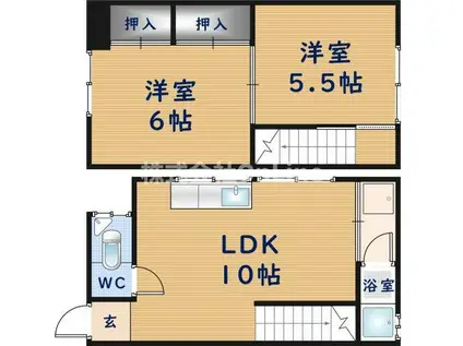 八尾木文化(2LDK/1階)の間取り写真
