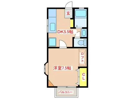 フィールインIII(1DK/1階)の間取り写真