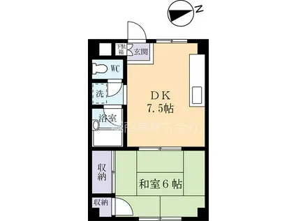 MSマンション(1DK/4階)の間取り写真