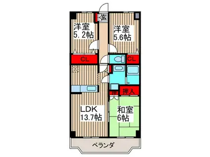 ベリエ本郷(3LDK/2階)の間取り写真