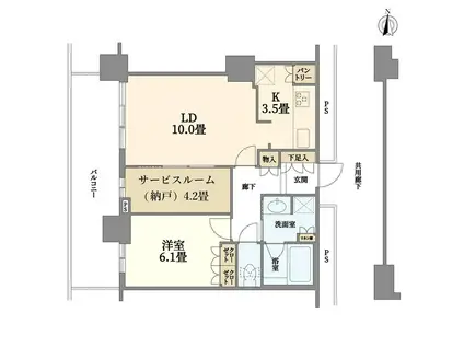 レジデンス梅田ローレルタワー(1SLDK/5階)の間取り写真