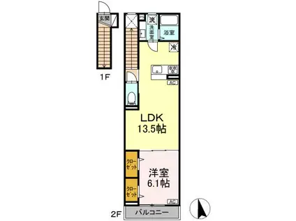 グラナーデ成城学園前B(1LDK/2階)の間取り写真