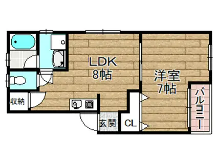 新マルイハイツ(1LDK/2階)の間取り写真