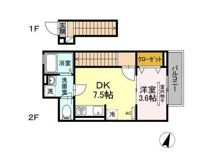 エクセリア高島平I(1DK/2階)の間取り写真
