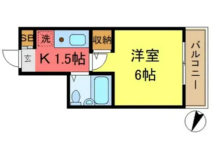 セントヒルズ小岩(1K/5階)の間取り写真