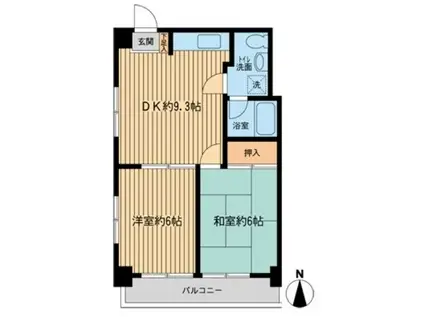 ヴィラサンベルナール新宿(2DK/1階)の間取り写真