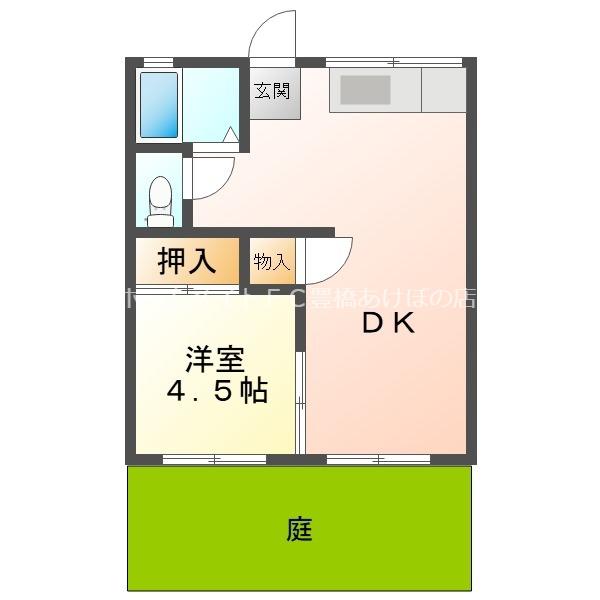 コーポ江島(1DK/1階)の間取り写真