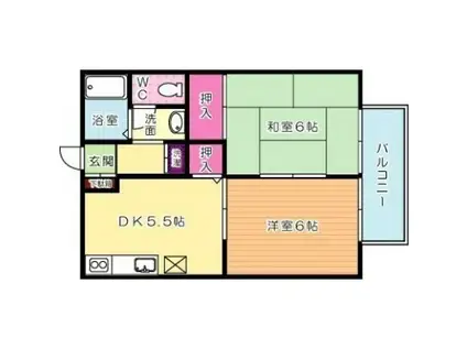 IT丸町(2DK/1階)の間取り写真