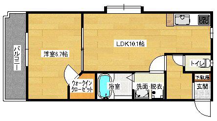 GREENSTREET壱番館(1LDK/2階)の間取り写真