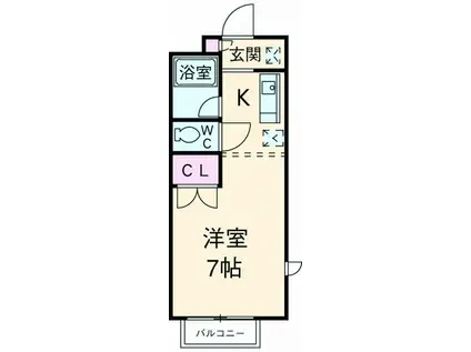 K花の木(ワンルーム/2階)の間取り写真