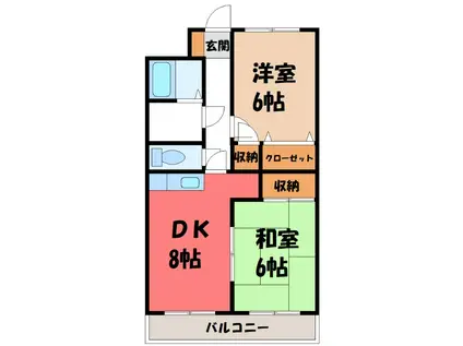 コンフォール石坂D(2DK/1階)の間取り写真