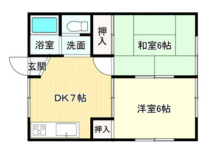 ドミール山本(2DK/1階)の間取り写真