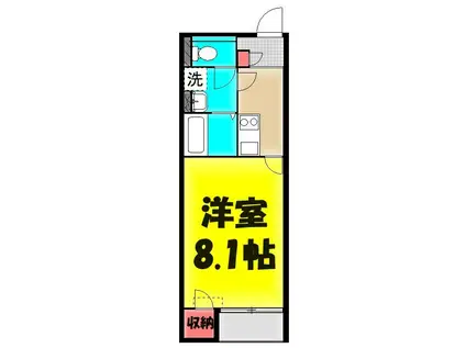 ヴィラージュ碧水2(1K/1階)の間取り写真