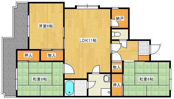 カネオハイツ(3LDK/2階)の間取り写真