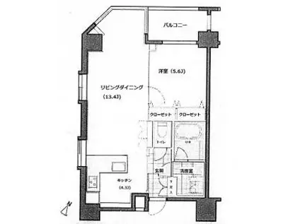 アクサスジーベック秋葉原(1LDK/14階)の間取り写真