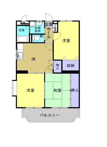 ブライトコートI(3DK/2階)の間取り写真