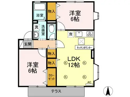 ラ・ベルメゾンIII(2LDK/1階)の間取り写真