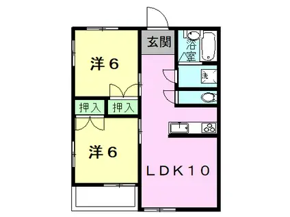 ホープヒル武蔵A(2LDK/2階)の間取り写真
