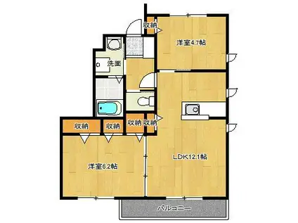 ブランエール G棟(2LDK/1階)の間取り写真