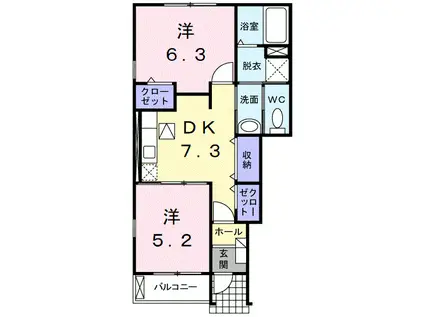 エテルノ I(2DK/1階)の間取り写真