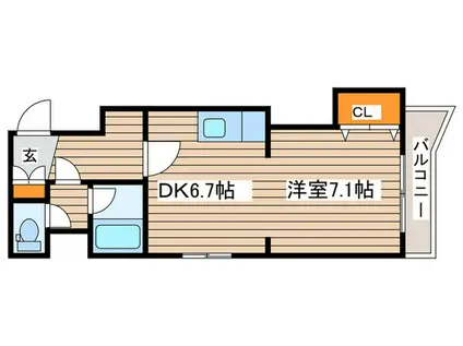 ノースライト24(1DK/4階)の間取り写真