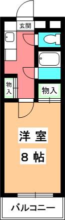 ジョイフル第5中村(1K/4階)の間取り写真