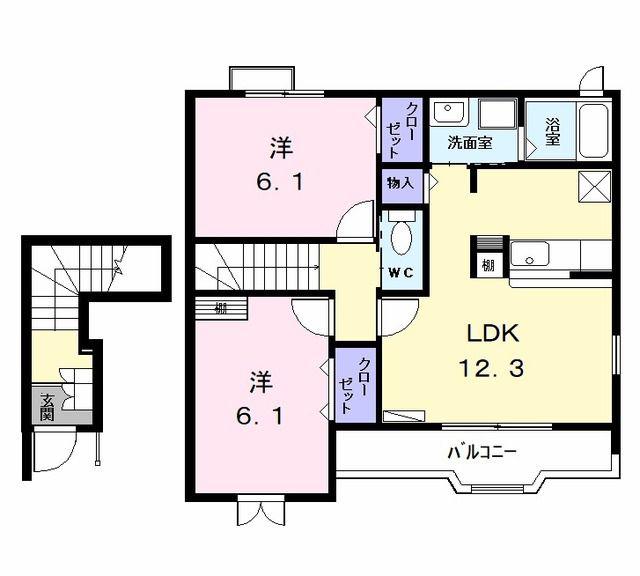 サンガーデン(2LDK/2階)の間取り写真