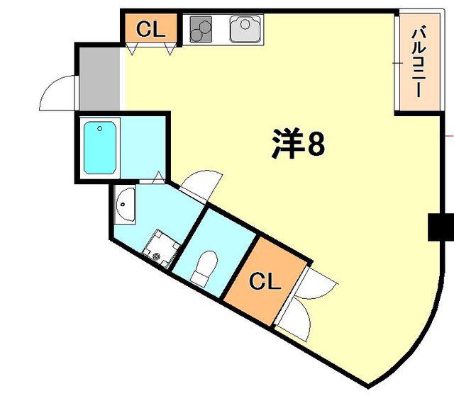 平野レジデンス(ワンルーム/1階)の間取り写真