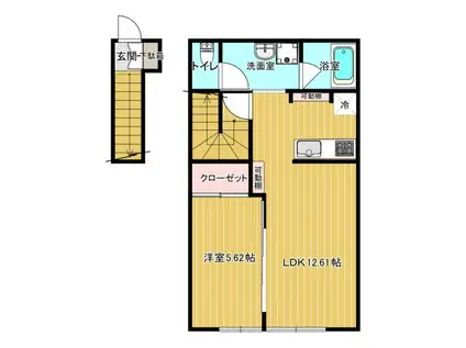 JERICHO B(1LDK/2階)の間取り写真