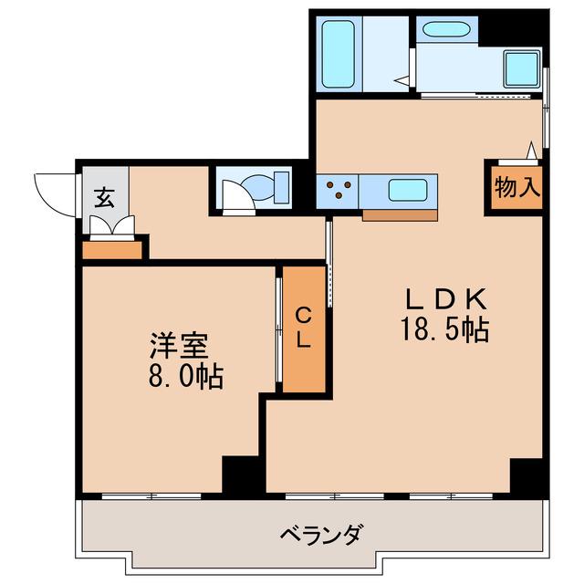 Jスクエア高岳(1LDK/6階)の間取り写真