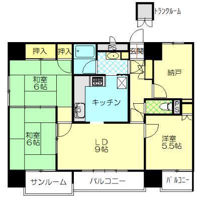 ライオンズマンション中通(3SLDK/3階)の間取り写真