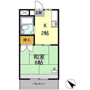 レイクグリーン三好 B棟(1K/2階)の間取り写真