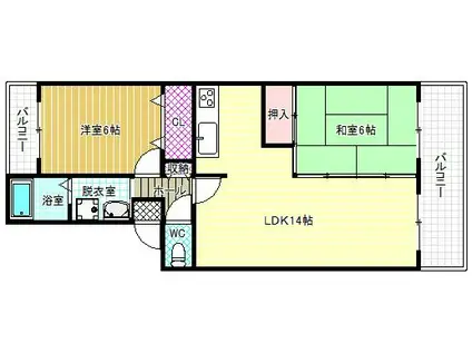 グレープコート(2LDK/3階)の間取り写真