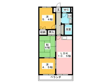 ハイツプロバンス(3LDK/1階)の間取り写真